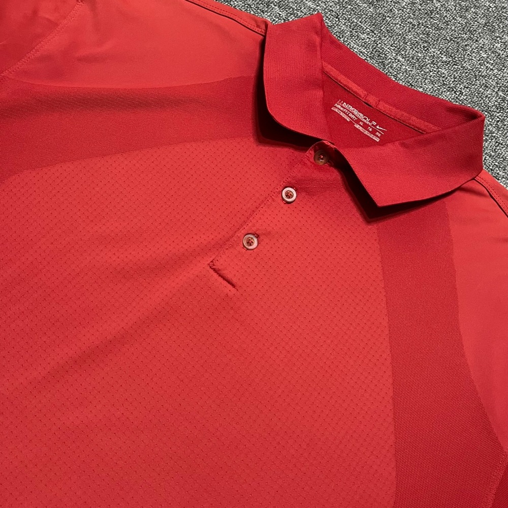 Nike Golf Wedgewood Golf Dri-FIT Red‎ Textured Performance Polo Shirt Mens XL
